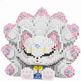 HONLANCH Animal Snow-White Nine Tailed Fox Micro Building Blocks Set（7100PCS 25cm High Series） Gift for Adults and Kids