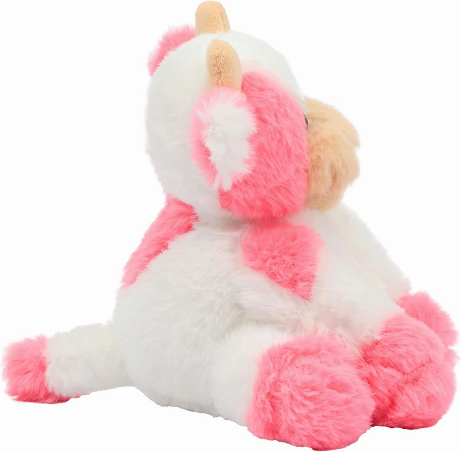 Hopearl Adorable Plush Cow Toy Floppy Dairy Cattle Soft Stuffed Animal Cute Birthday Gifts for Boys Girls Kids Toddlers, Strawberry Pink, 9''
