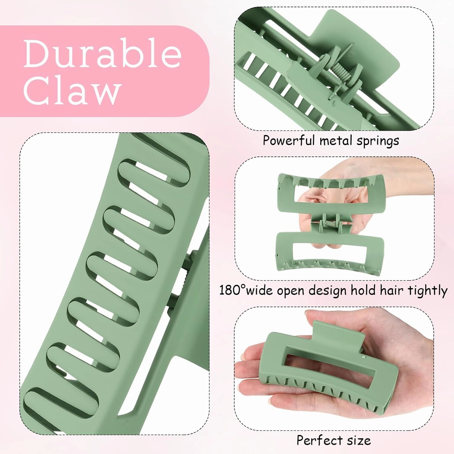Hotop 50 Pcs Cute Hair Claw Clips Set Nonslip Square Clips Colorful Rectangle Hair Accessories for Women(4.1 Inch,Fresh Color)