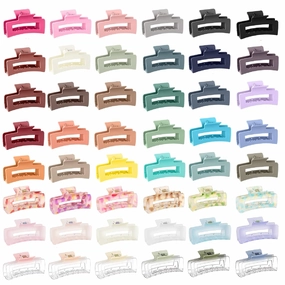 Hotop 50 Pcs Cute Hair Claw Clips Set Nonslip Square Clips Colorful Rectangle Hair Accessories for Women(4.1 Inch,Fresh Color)