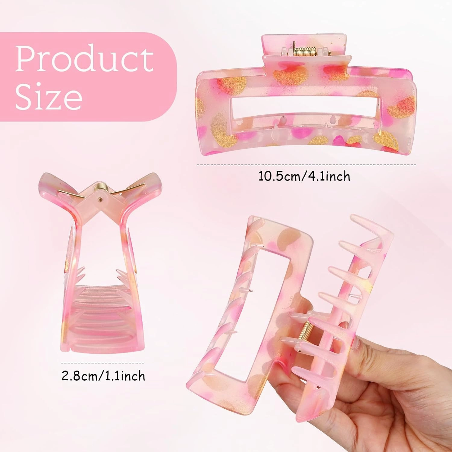 Hotop 50 Pcs Cute Hair Claw Clips Set Nonslip Square Clips Colorful Rectangle Hair Accessories for Women(4.1 Inch,Fresh Color)