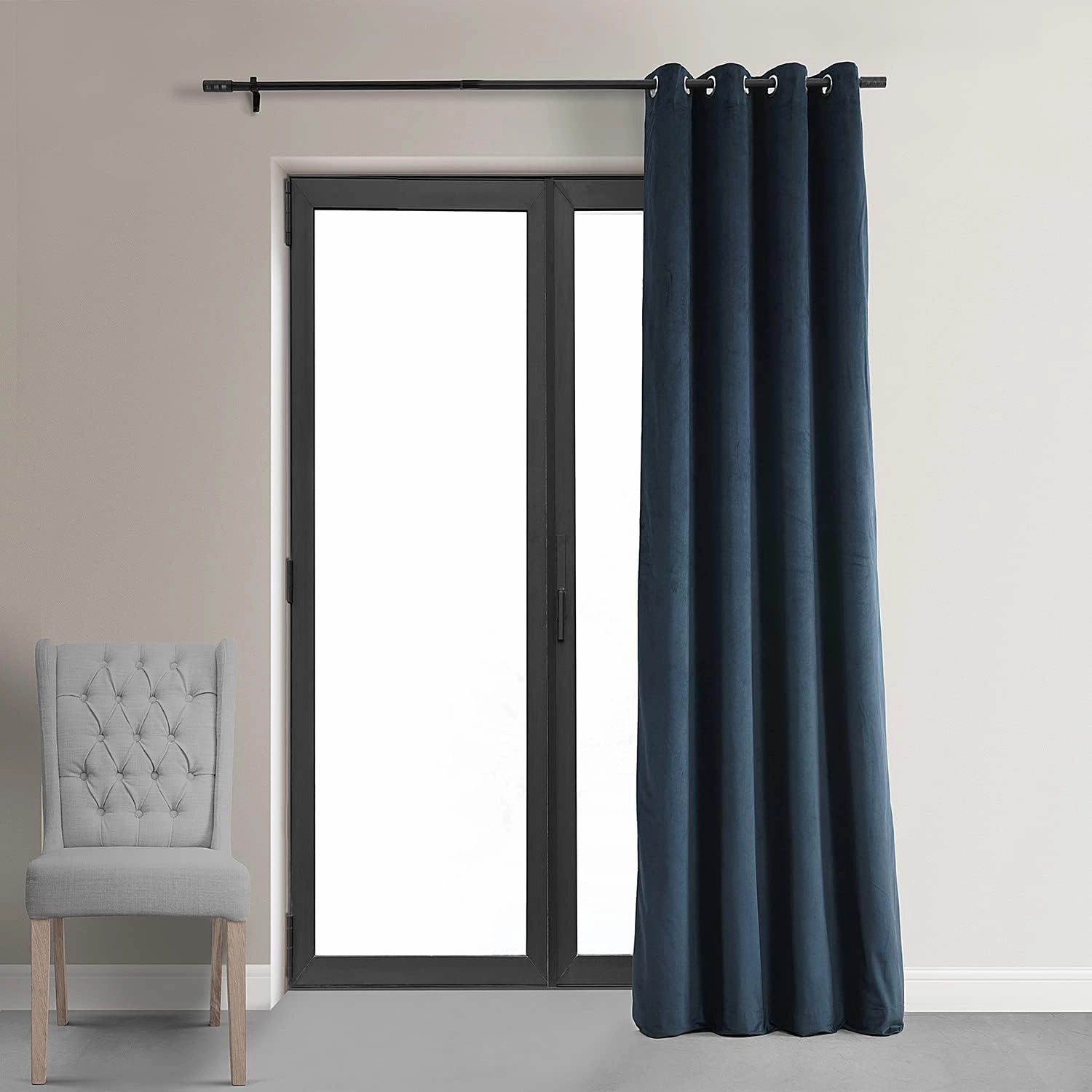HPD Half Price Drapes Signature Grommet Blackout Velvet Curtains For Living Room 50 X 120 (1 Panel), VPCH-194023-120-GRBO, Midnight Blue