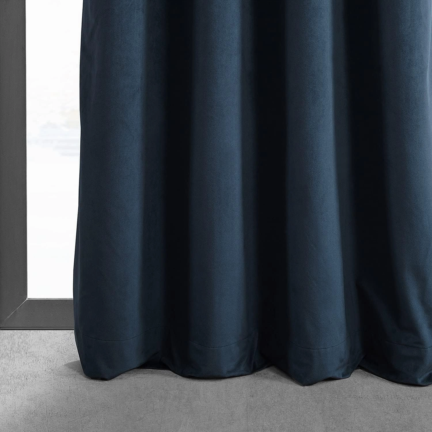HPD Half Price Drapes Signature Grommet Blackout Velvet Curtains For Living Room 50 X 120 (1 Panel), VPCH-194023-120-GRBO, Midnight Blue