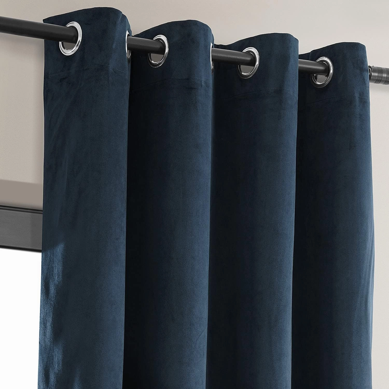 HPD Half Price Drapes Signature Grommet Blackout Velvet Curtains For Living Room 50 X 120 (1 Panel), VPCH-194023-120-GRBO, Midnight Blue