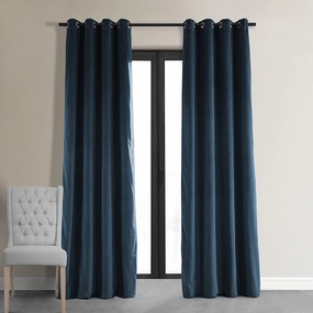 HPD Half Price Drapes Signature Grommet Blackout Velvet Curtains For Living Room 50 X 120 (1 Panel), VPCH-194023-120-GRBO, Midnight Blue