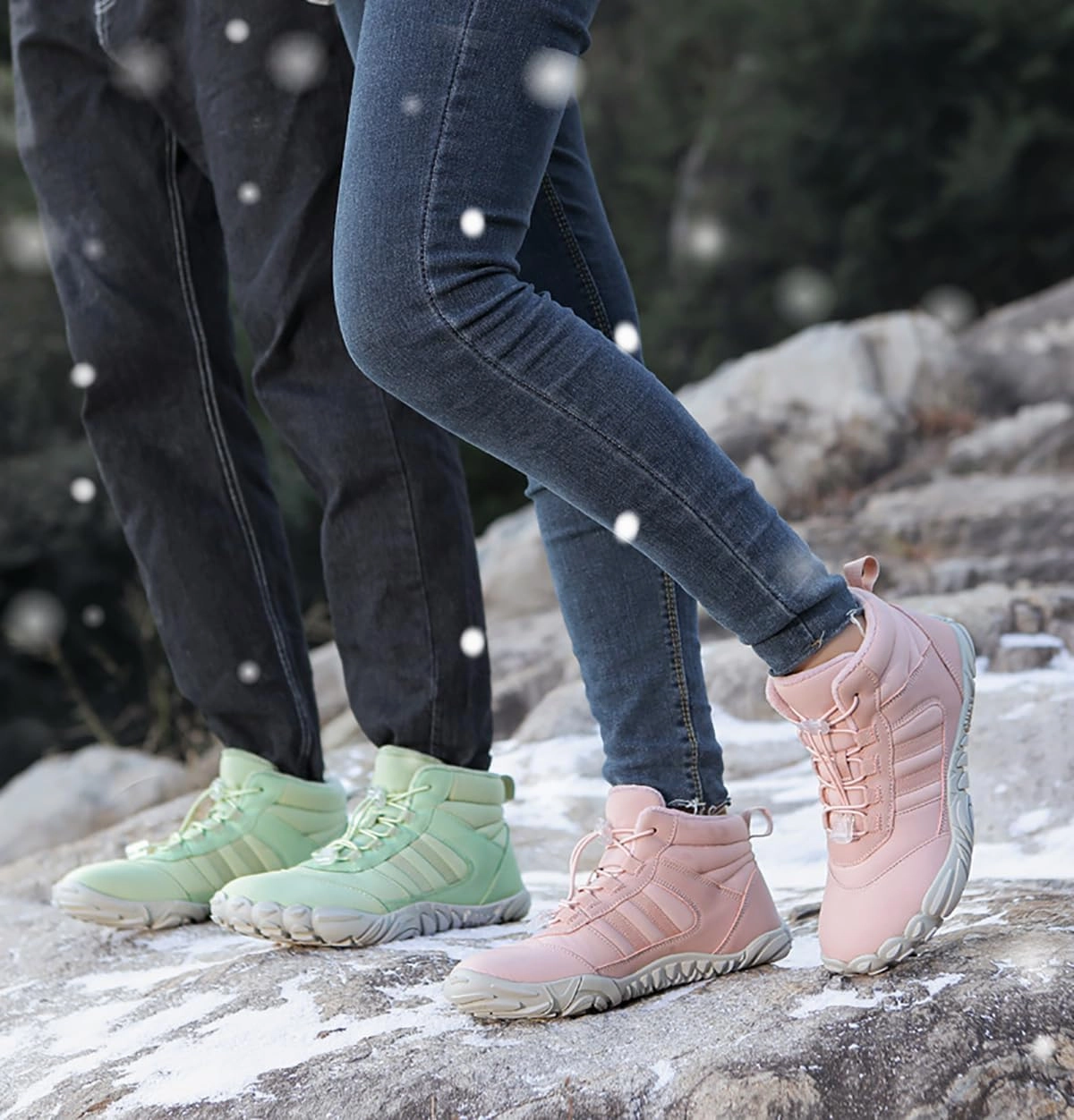 Hrtesus Hike Winter Barefoot Shoes Women Men, Winter Footwear Boots Wide Toe Non-Slip Highly Elastic Sneakers