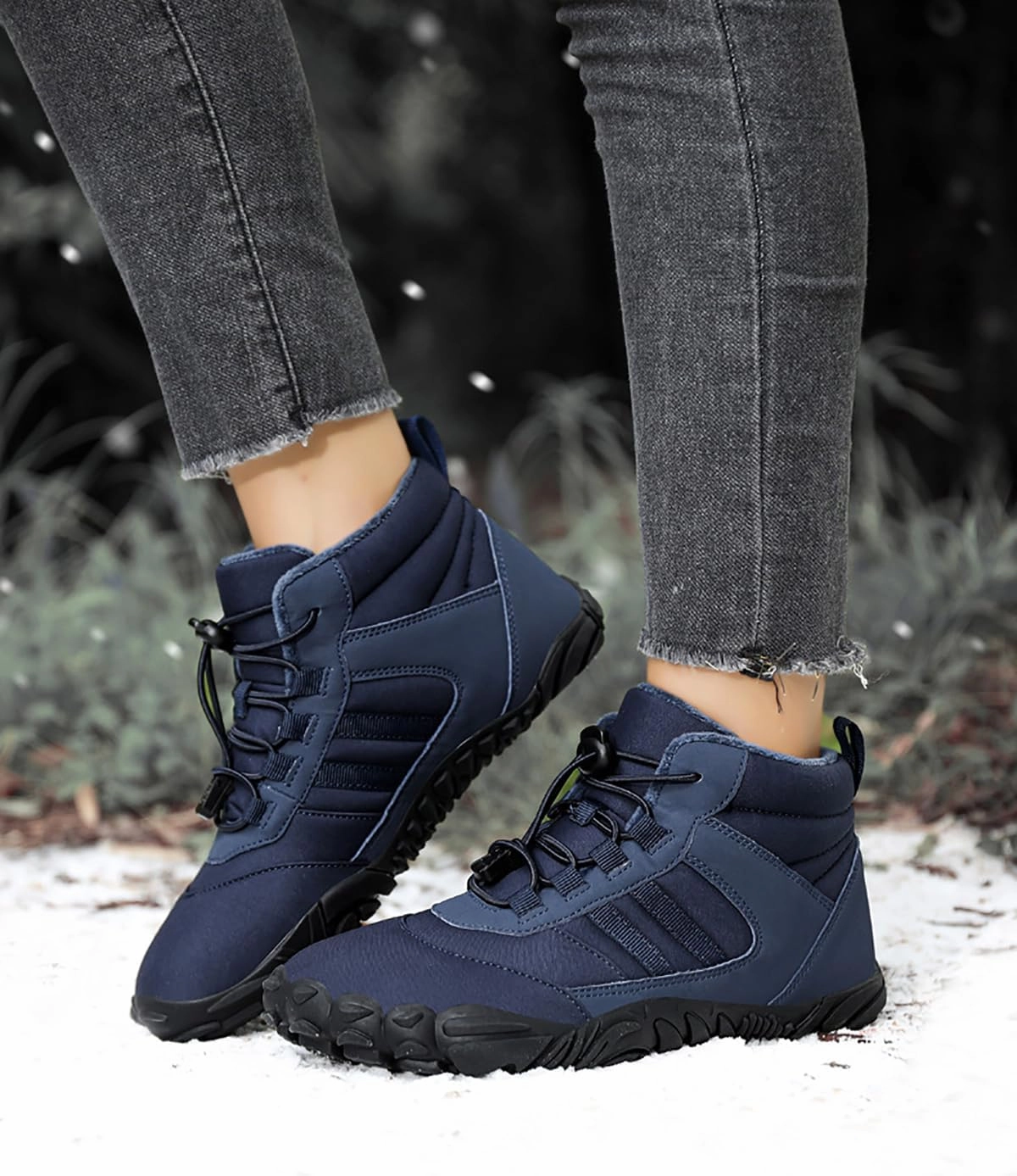 Hrtesus Hike Winter Barefoot Shoes Women Men, Winter Footwear Boots Wide Toe Non-Slip Highly Elastic Sneakers