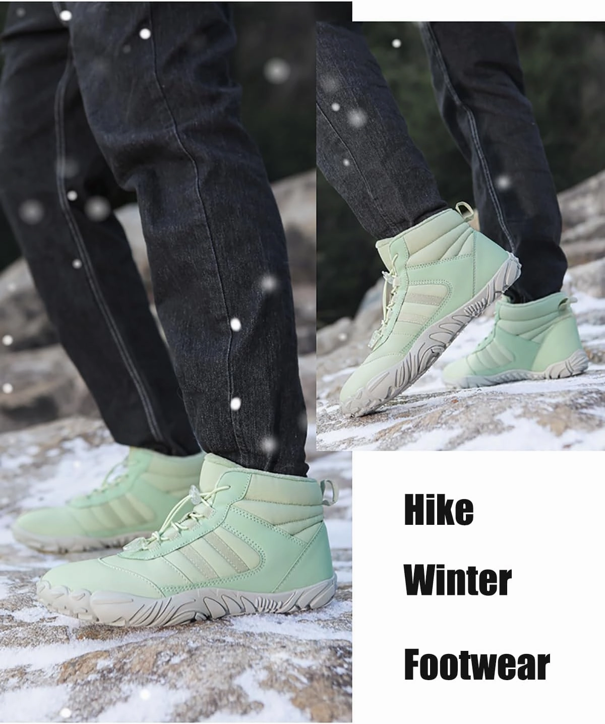 Hrtesus Hike Winter Barefoot Shoes Women Men, Winter Footwear Boots Wide Toe Non-Slip Highly Elastic Sneakers