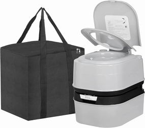 HSM 6.4 Gallon Waste Tank Portable Toilet for Camping RV Boating Fishing Indoor Outdoor Toilet Compact Double-outlet Anti-leak Seal Ring Commode with Travel Bag Sprinkling Bottle