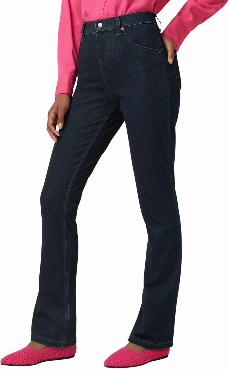 HUE Women's Ultra Soft High Waist Denim Baby Bootcut Leggings