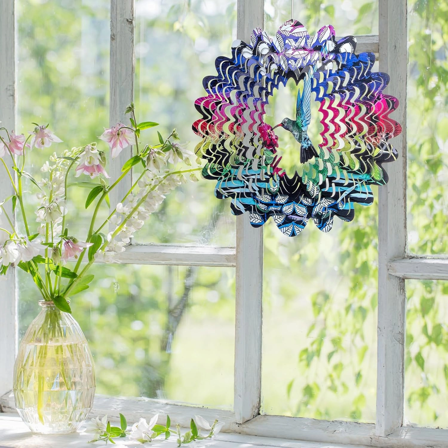 Hummingbird Wind Spinners Hummingbird Gifts for Women Mom Grandma Wife Stainless Steel Hanging Wind Spinner for Outdoor Indoor Metal 3D Bird Wind Spinner for Garden Yard Decor