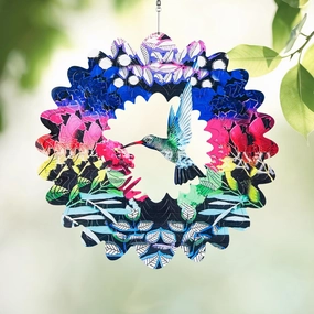Hummingbird Wind Spinners Hummingbird Gifts for Women Mom Grandma Wife Stainless Steel Hanging Wind Spinner for Outdoor Indoor Metal 3D Bird Wind Spinner for Garden Yard Decor