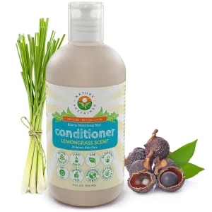 Hydrating Natural Conditioner - Lemongrass Moisturizing Organic Sulfate Free Conditioner - Raw Wildcrafted Probiotic Hypoallergenic Cleansing Conditioning Wash for All Hair - 9 Oz