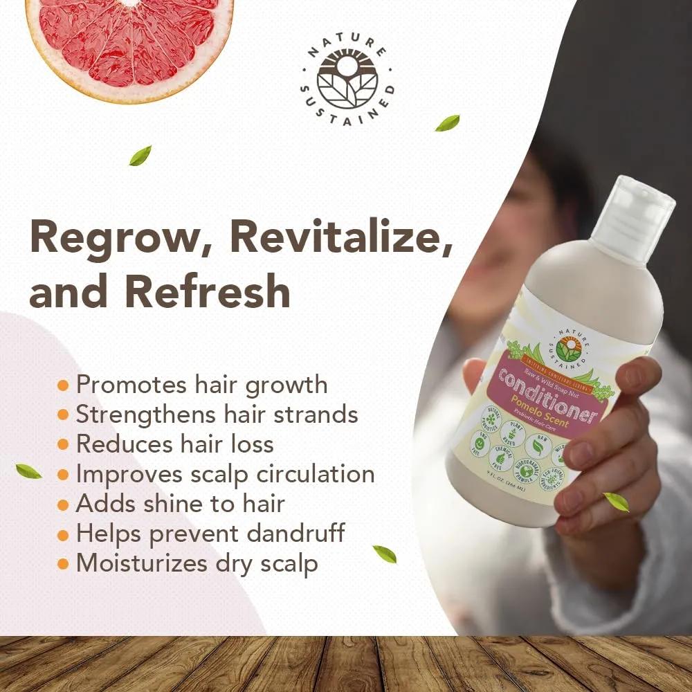 Hydrating Natural Conditioner - Moisturizing Organic Sulfate Free Conditioner - Raw Wildcrafted Probiotic Hypoallergenic Cleansing Conditioning Wash for All Hair