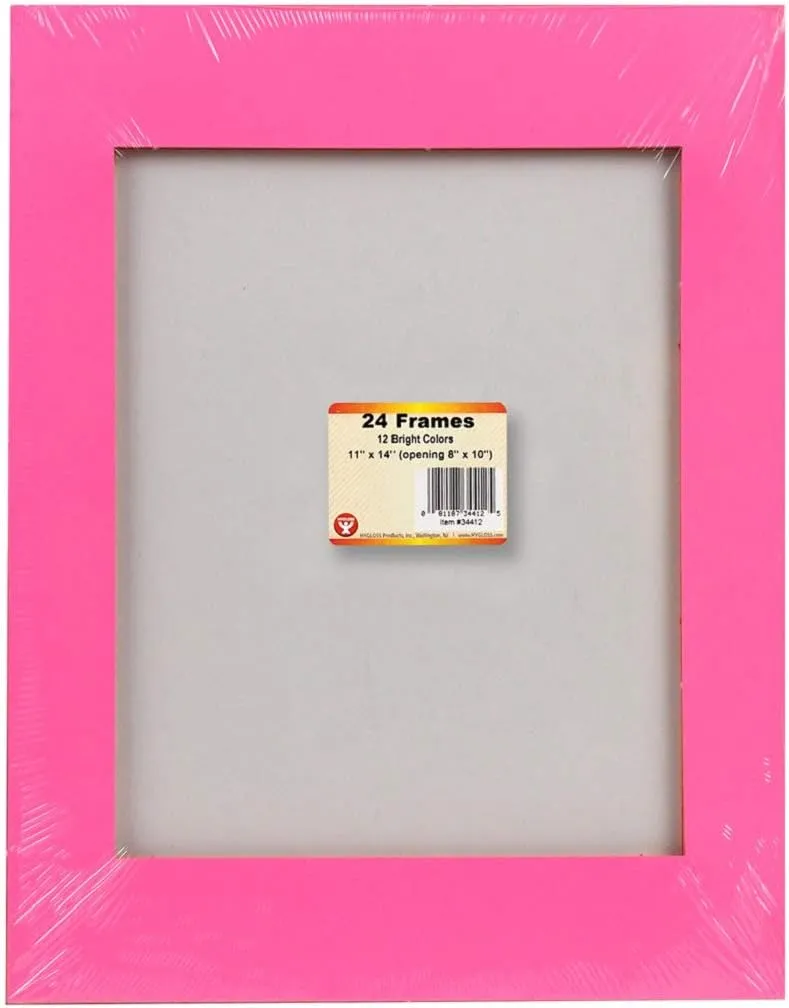 Hygloss Products Bright Specialty Frames Cardstock Paper Frame-Large-11 x 14 Inches-Center Size of 8 x 10 Inches - (10-12 colors) - 24 Count
