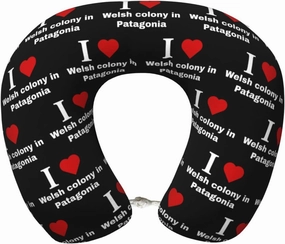 I Love Welsh Colony in Patagonia Neck Pillow Memory Foam U-Shaped Travel Pillow Head Support for Airplanes Car Home Office