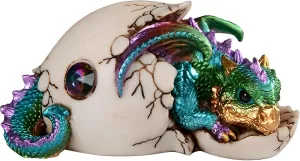 ICE ARMOR 5.5" W Colorful Dragon Baby Hatchling in Egg Statue Fantasy Decoration Figurine