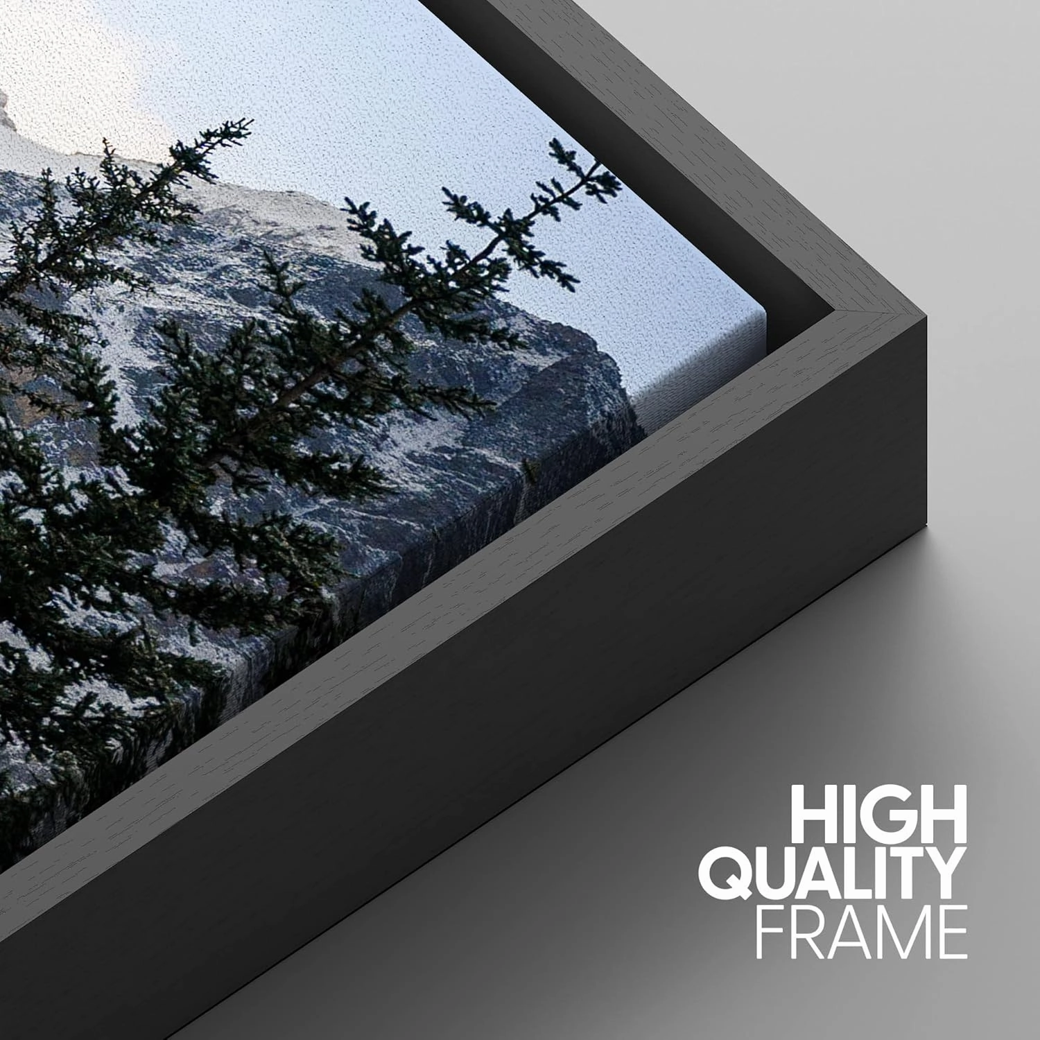 IDEA4WALL Framed Canvas Print Wall Art Set Forest Road to Winter Pine Tree Mountain Nature Wilderness Photography Realism Decorative Landscape for Living Room, Bedroom, Office - 24"x36"x3 Black
