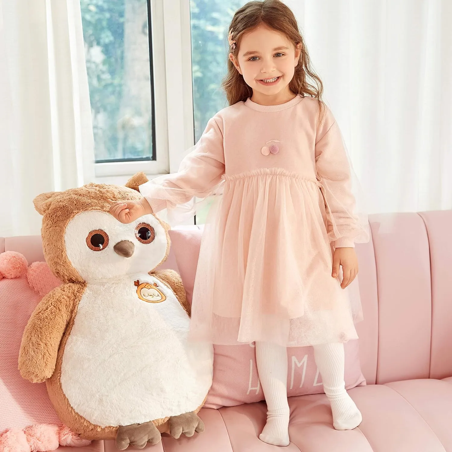 IKASA Giant Owl Stuffed Animal Plush Toy,23" Large Cute Jumbo Soft Toys,Huge Big Size Plushy Oversized Plushie,Gifts for Kids