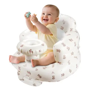 Inflatable Baby Seat with Tray, Comfortable Sit Me Up Baby Chair for Learning to Sit, Built in Air Pump Blow Up Infant Back Support Floor Seat for Babies 3 Months & Up (Bear Cub)