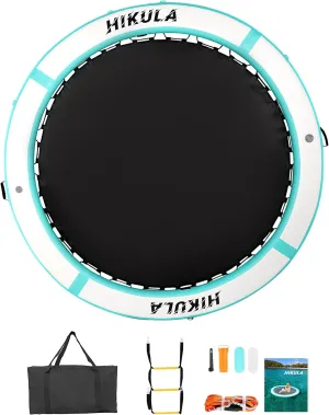 Inflatable Round Floating Ring - Water Hammock Dock, Sunchill Mat Raft Platform, Heavy Duty Floats for Lake and Beach with Water Ladder and Cup Holder,8FT/10FT