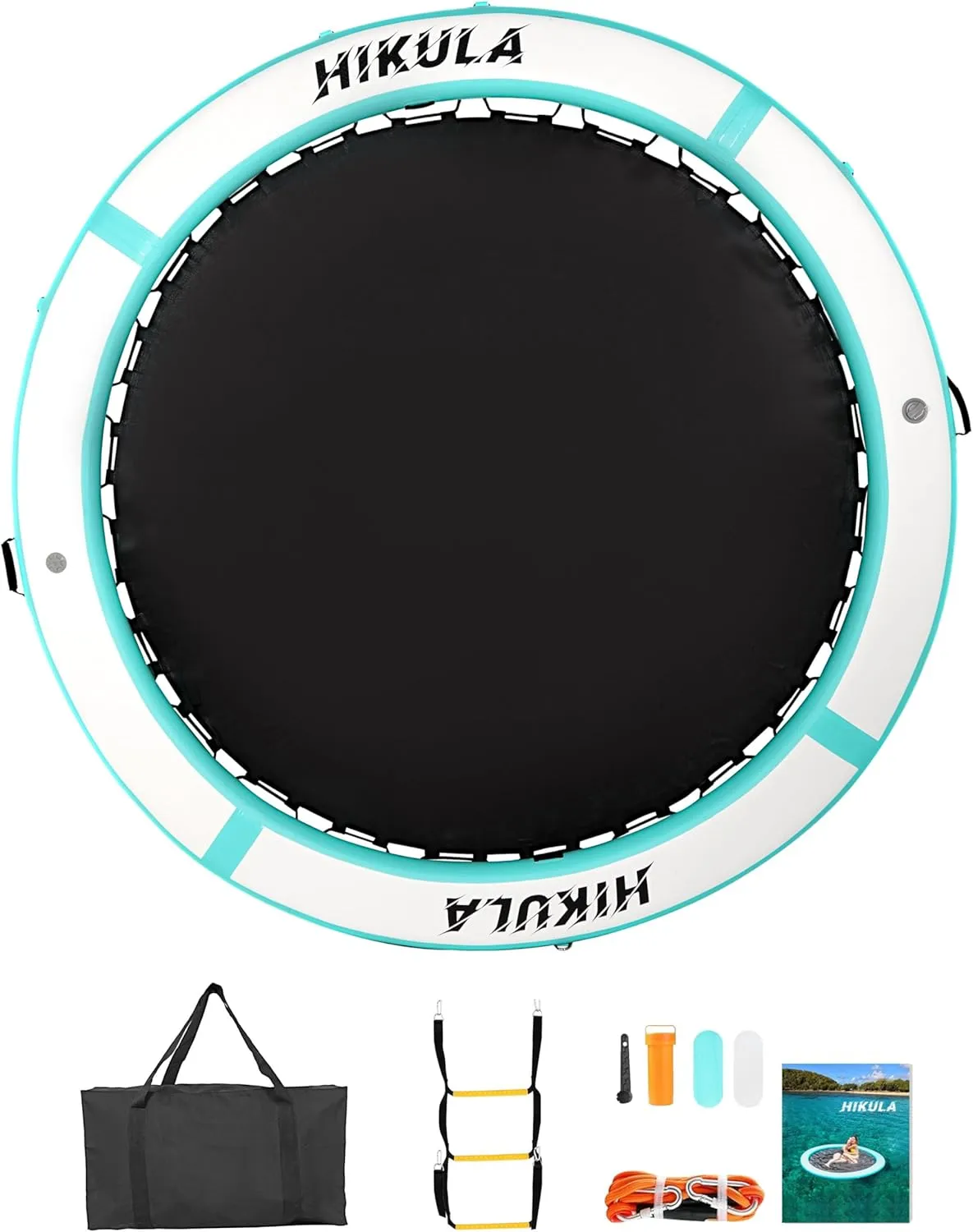 Inflatable Round Floating Ring - Water Hammock Dock, Sunchill Mat Raft Platform, Heavy Duty Floats for Lake and Beach with Water Ladder and Cup Holder,8FT/10FT