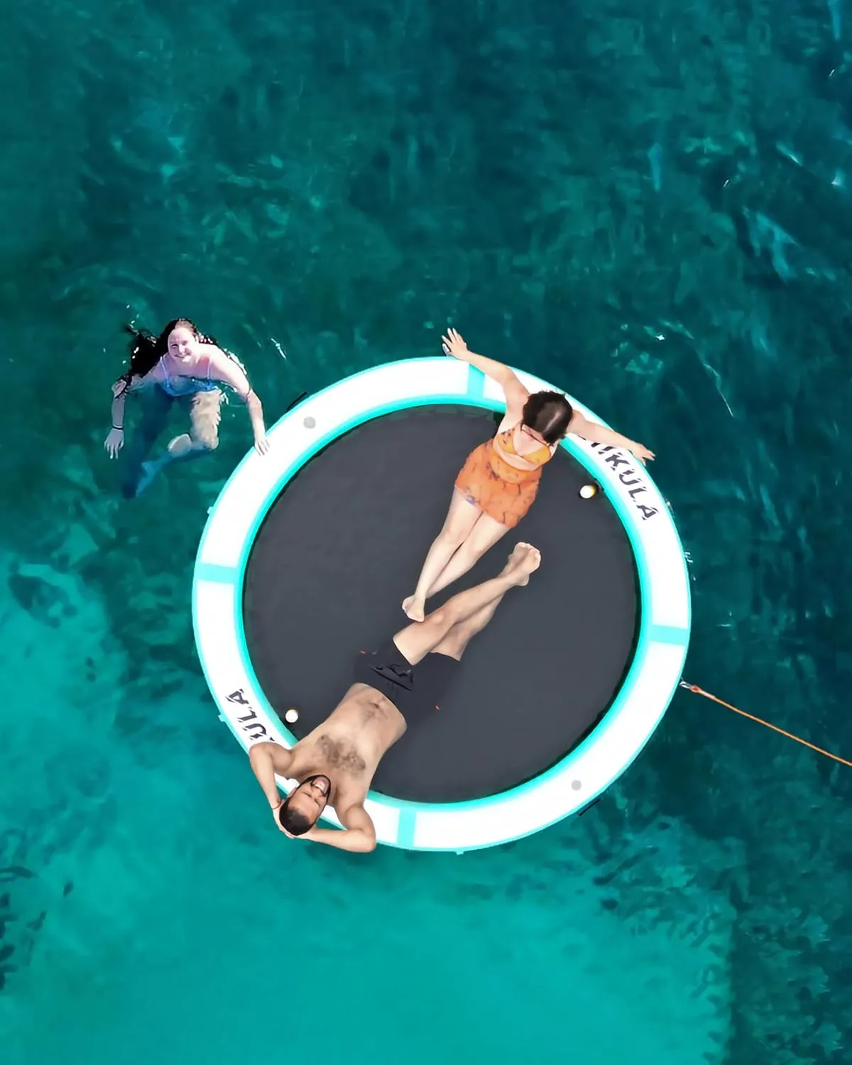 Inflatable Round Floating Ring - Water Hammock Dock, Sunchill Mat Raft Platform, Heavy Duty Floats for Lake and Beach with Water Ladder and Cup Holder,8FT/10FT