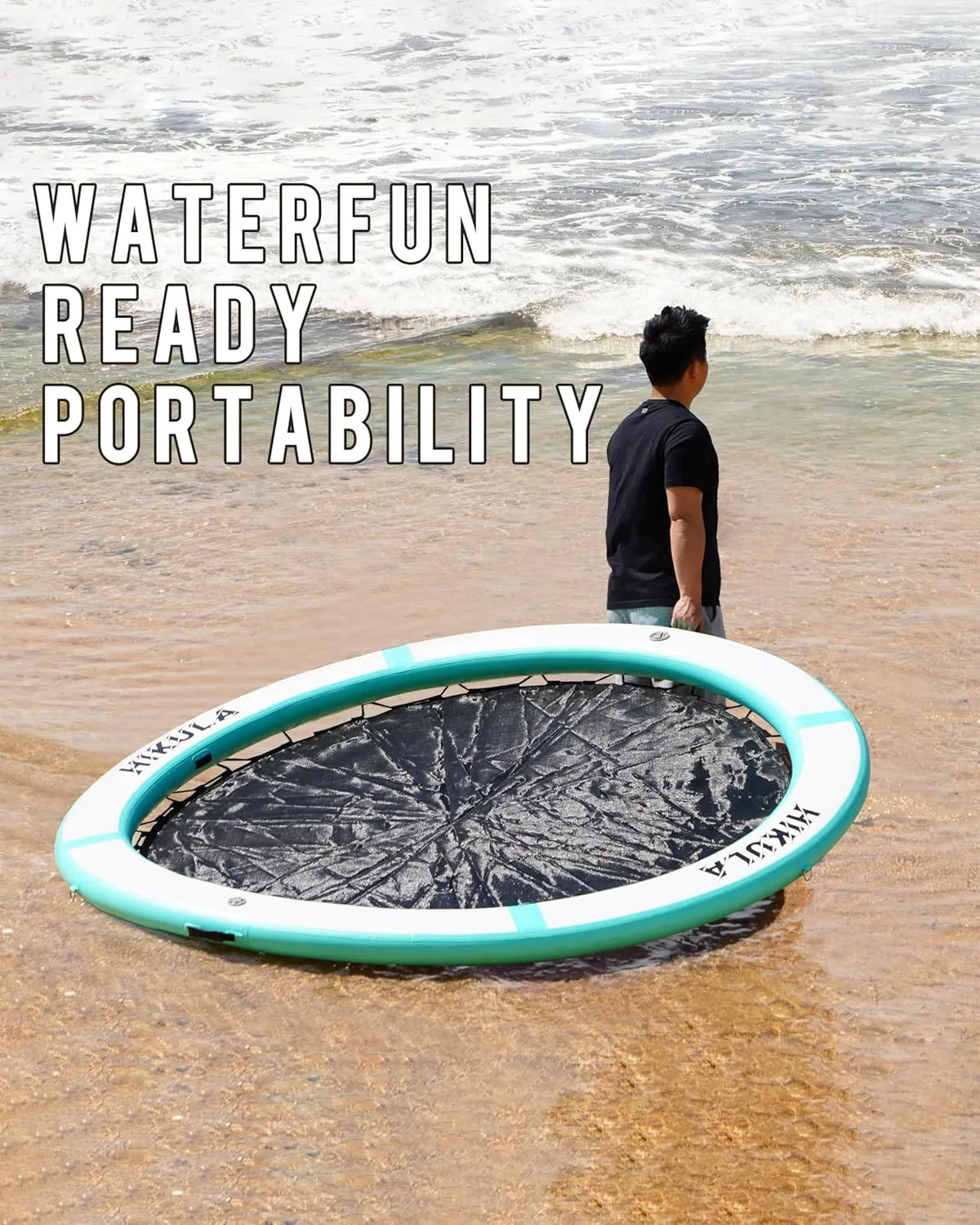Inflatable Round Floating Ring - Water Hammock Dock, Sunchill Mat Raft Platform, Heavy Duty Floats for Lake and Beach with Water Ladder and Cup Holder,8FT/10FT