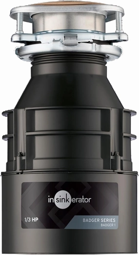 InSinkErator Garbage Disposal, Badger 1, Standard Series, 1/3 HP Continuous Feed, Black, Waterborne Grey Enamel