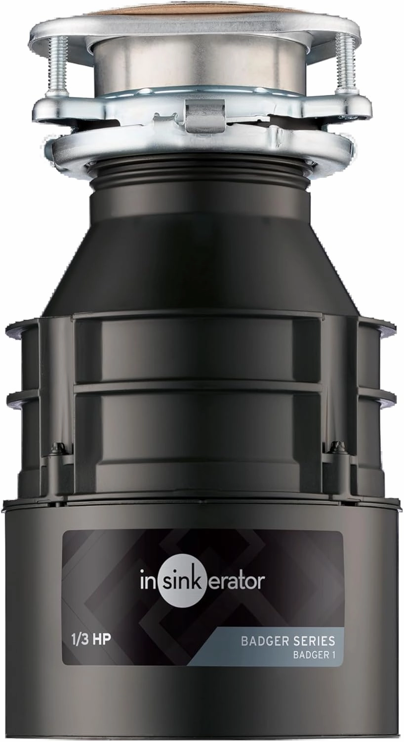 InSinkErator Garbage Disposal, Badger 1, Standard Series, 1/3 HP Continuous Feed, Black, Waterborne Grey Enamel