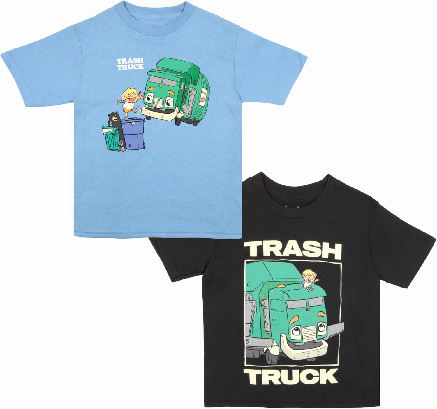 Isaac Morris Limited Trash Truck Characters Boys 2-Pack Short Sleeve T-Shirt Bundle Set for Kids