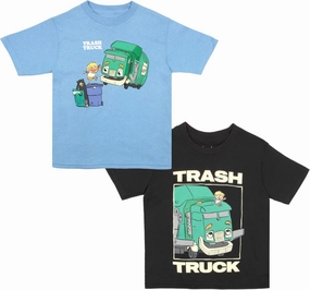 Isaac Morris Limited Trash Truck Characters Boys 2-Pack Short Sleeve T-Shirt Bundle Set for Kids