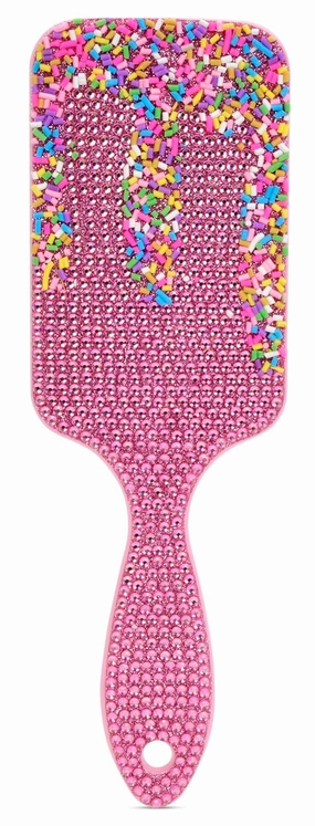 iscream Sprinkle Sparkle 9" Nylon Bristle Brush for Wet or Dry Hair with Shiny Embellishments