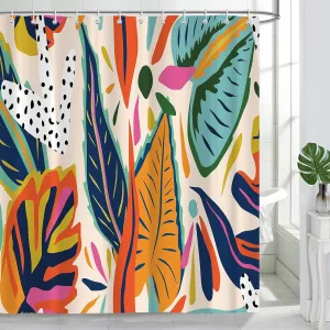 iTapnoom Boho Tropical Floral Shower Curtain for Bathroom Decor, Colorful Abstract Bohemia Bath Curtain Set, Polyester Waterproof Bath Curtian Accessory Set 12 Hooks 72x72 inch