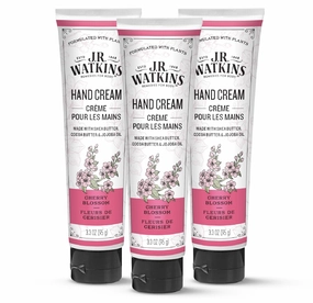 J.R. Watkins Natural Moisturizing Hand Cream, Hydrating Hand Moisturizer with Shea Butter, Cocoa Butter, and Avocado Oil, Cruelty Free, 3.3oz, Cherry Blossom, 3 Pack