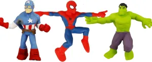 JA-RU Marvel Avengers Stretchy Toys Heroes Squish & Pull Toys (3 Units Assorted) Hulk Captain America & Spiderman Calming Fidget Toy, Stress Toys for Kids & Boys Toys DEF-6900-3