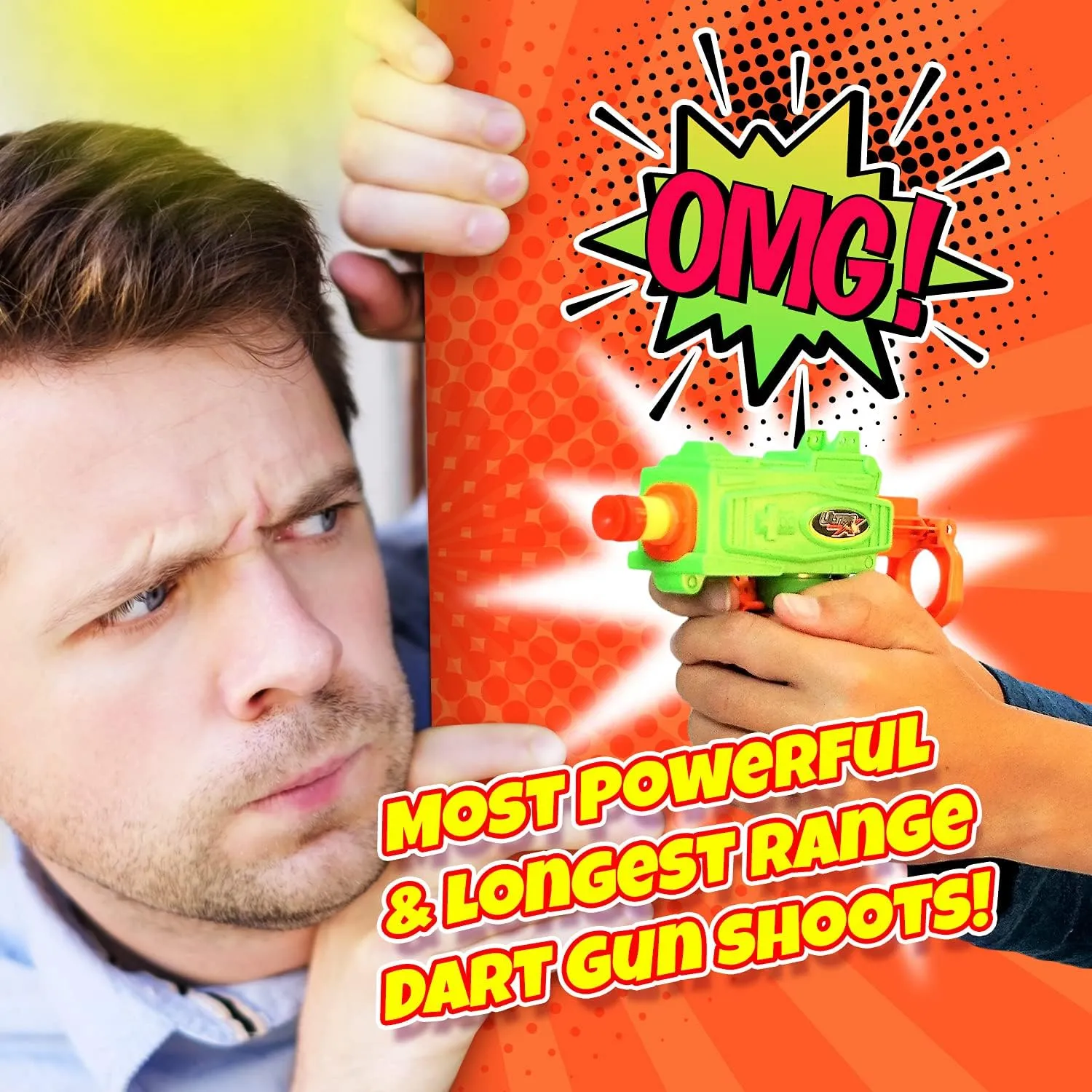 JA-RU Mini Foam Dart Gun for Kids (8 Toy Gun Pistol) w/ 5 Refill Soft Bullet Foam Darts. Fidget Gun Toy, Bulk Party Favors for Boys, Treasure Chest Toys. 5483-8p