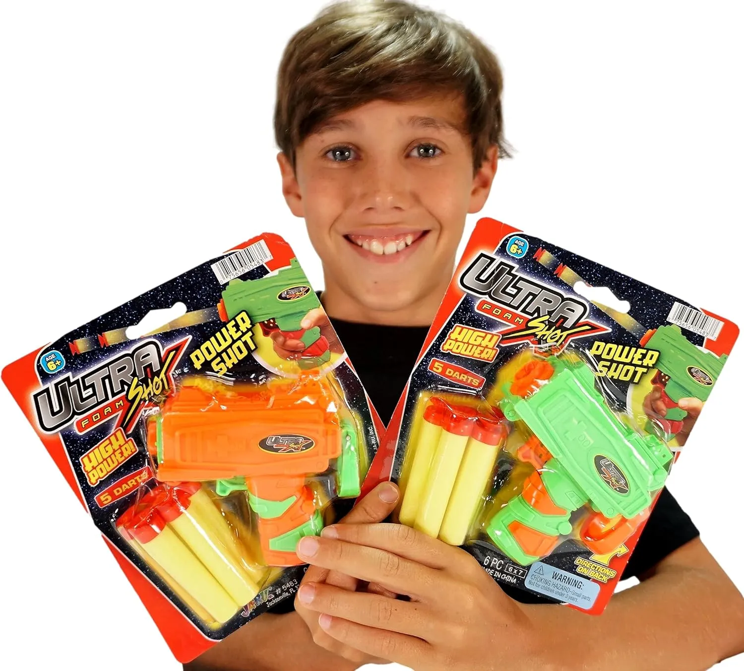 JA-RU Mini Foam Dart Gun for Kids (8 Toy Gun Pistol) w/ 5 Refill Soft Bullet Foam Darts. Fidget Gun Toy, Bulk Party Favors for Boys, Treasure Chest Toys. 5483-8p