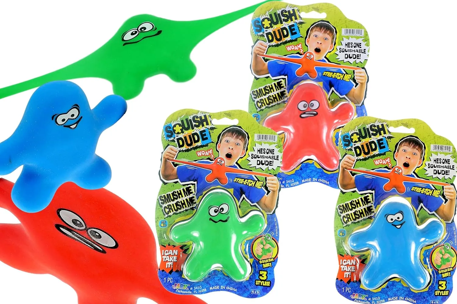 JA-RU Stretchy Guy (3 Squishy Toys) Bendable Wrestling Action Figures. Sand Filled Stress Toy Pack. Sensory Toys for Kids with Autism. Bulk Party Favors Goodie Bag Stuffers. 3410-3p