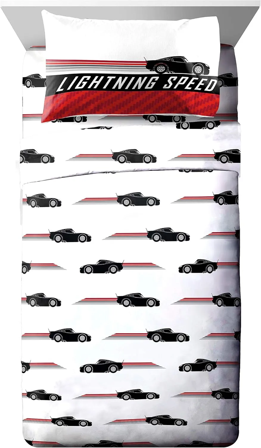 Jay Franco Disney Pixar Cars Race Ready 7 Piece Full Bed Set - Includes Comforter & Sheet Set - Bedding Features Lightning McQueen - Super Soft Fade Resistant Microfiber
