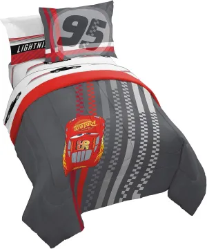 Jay Franco Disney Pixar Cars Race Ready 7 Piece Full Bed Set - Includes Comforter & Sheet Set - Bedding Features Lightning McQueen - Super Soft Fade Resistant Microfiber