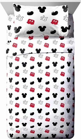 Jay Franco Disney Mickey Mouse Cute Faces Full Sheet Set - Super Soft and Cozy Kid’s Bedding - Fade Resistant Polyester Microfiber Sheets (Official Disney Product)