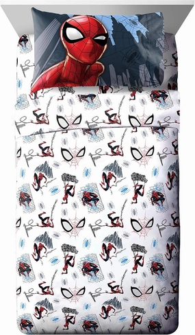 Jay Franco Marvel Spiderman Crawl Full Sheet Set - 4 Piece Set Super Soft and Cozy Kid’s Bedding - Fade Resistant Microfiber Sheets (Official Marvel Product)