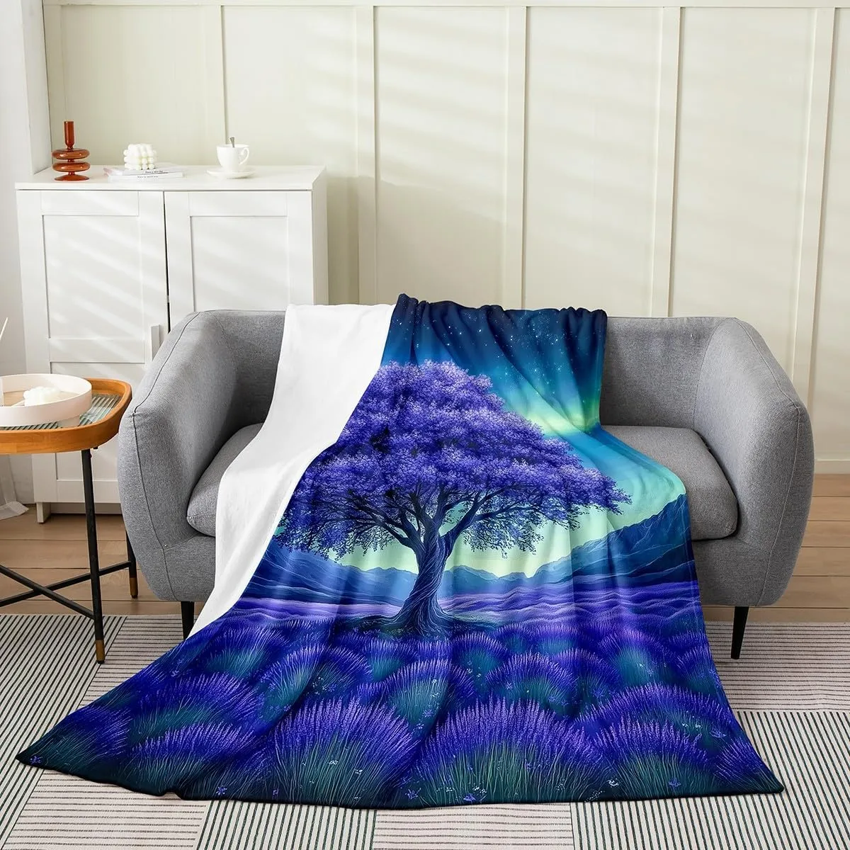 jejeloiu Tree of Life Plush Throw Blanket 40"x50" Kids Natural Scenery Flannel Fleece Blanket for Boys Girls Teens Nature All Season Bed Blanket Breathable Polar Light Blanket