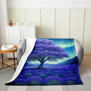 jejeloiu Tree of Life Plush Throw Blanket 40"x50" Kids Natural Scenery Flannel Fleece Blanket for Boys Girls Teens Nature All Season Bed Blanket Breathable Polar Light Blanket