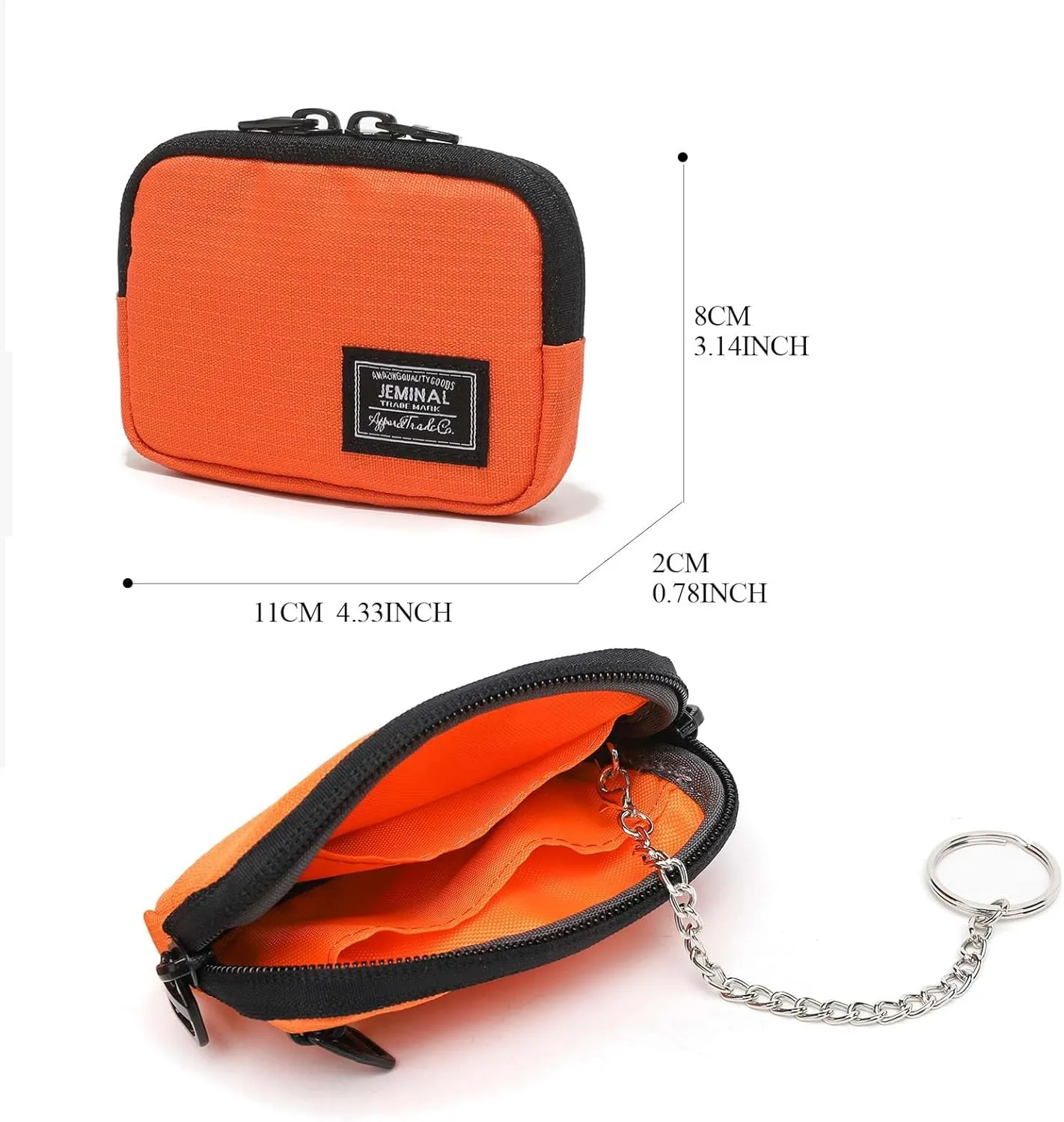 JEMINAL Lanyard Travel Little Coin Purse Pouch Fit for Men & Women & Boys & Girl: Change & Cards & Cash Dual Zip Travel Wallet with Keychain - Men's Detachable Nylon Essentials Change Pouch Purse