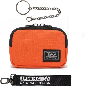 JEMINAL Lanyard Travel Little Coin Purse Pouch Fit for Men & Women & Boys & Girl: Change & Cards & Cash Dual Zip Travel Wallet with Keychain - Men's Detachable Nylon Essentials Change Pouch Purse