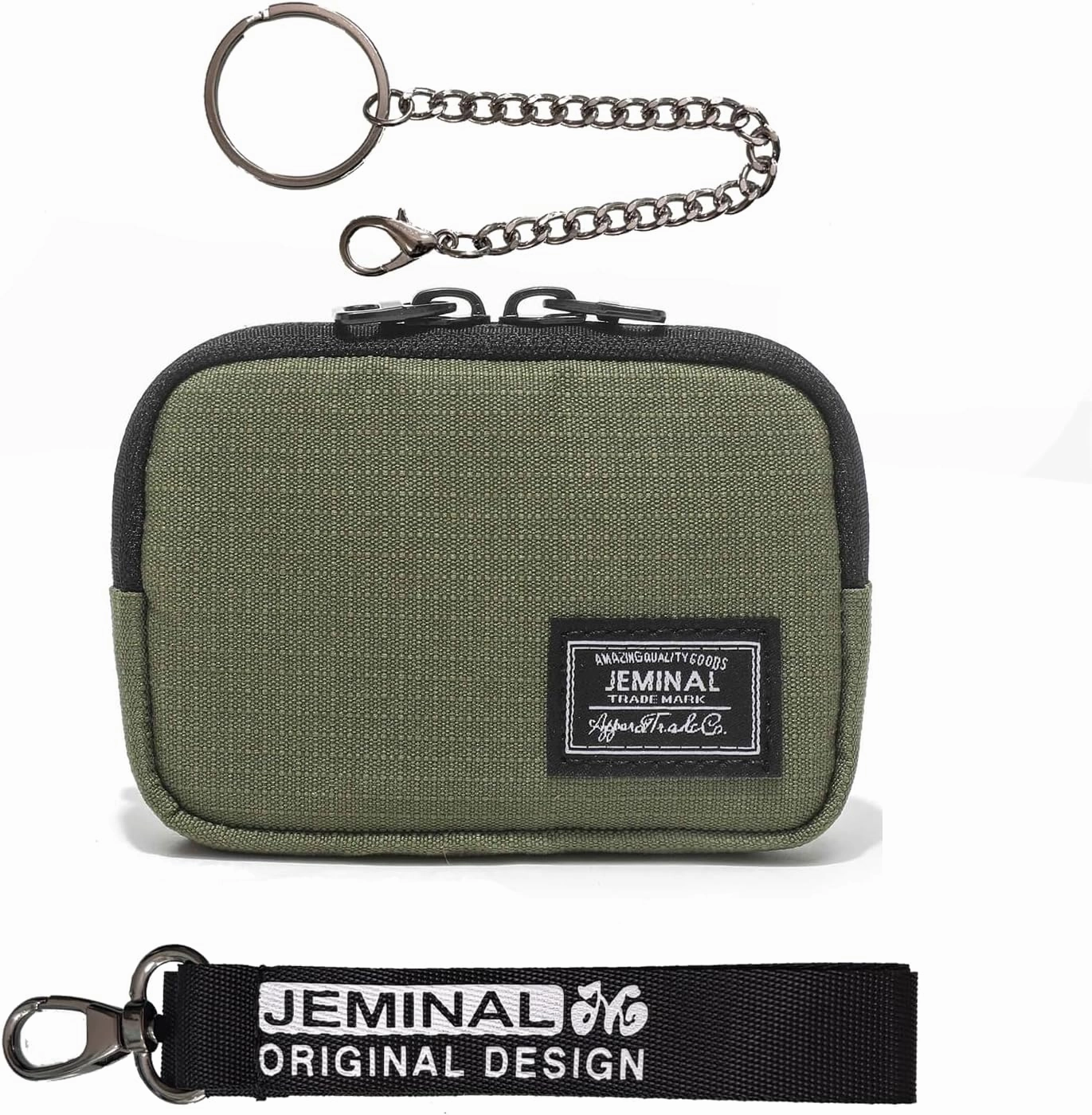 JEMINAL Lanyard Travel Little Coin Purse Pouch Fit for Men & Women & Boys & Girl: Change & Cards & Cash Dual Zip Travel Wallet with Keychain - Men's Detachable Nylon Essentials Change Pouch Purse
