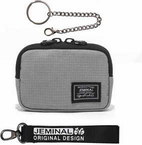 JEMINAL Lanyard Travel Little Coin Purse Pouch Fit for Men & Women & Boys & Girl: Change & Cards & Cash Dual Zip Travel Wallet with Keychain - Men's Detachable Nylon Essentials Change Pouch Purse