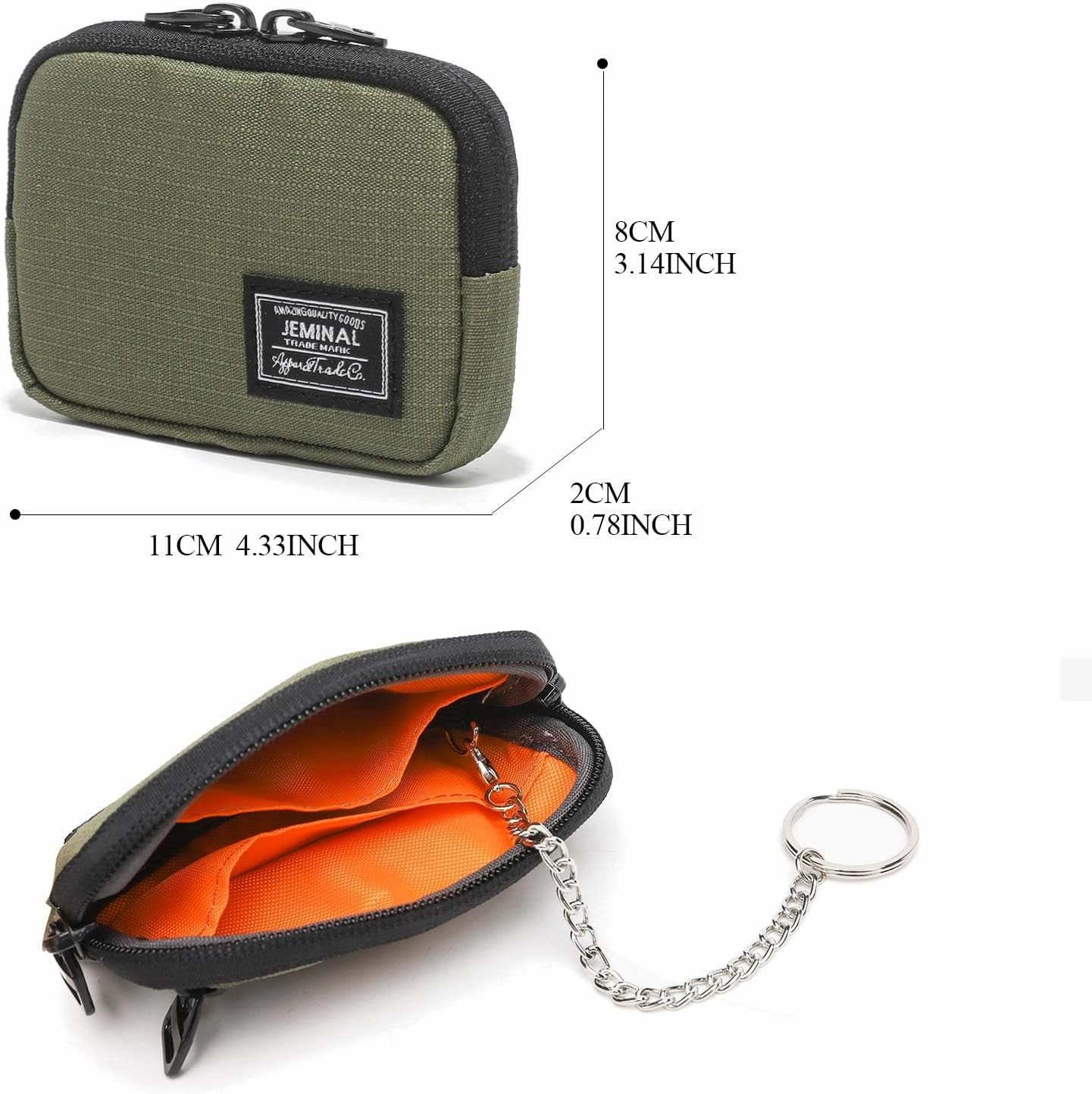 JEMINAL Lanyard Travel Little Coin Purse Pouch Fit for Men & Women & Boys & Girl: Change & Cards & Cash Dual Zip Travel Wallet with Keychain - Men's Detachable Nylon Essentials Change Pouch Purse